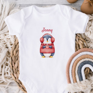 Body Para Bebé Traje de bebé pingüino de invierno personalizado