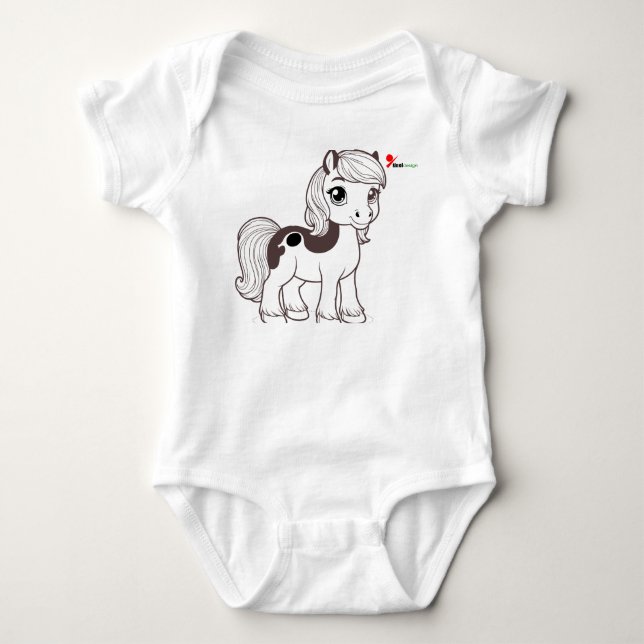 Body Para Bebé Traje de bebé pony chibi caballo lindo (Anverso)