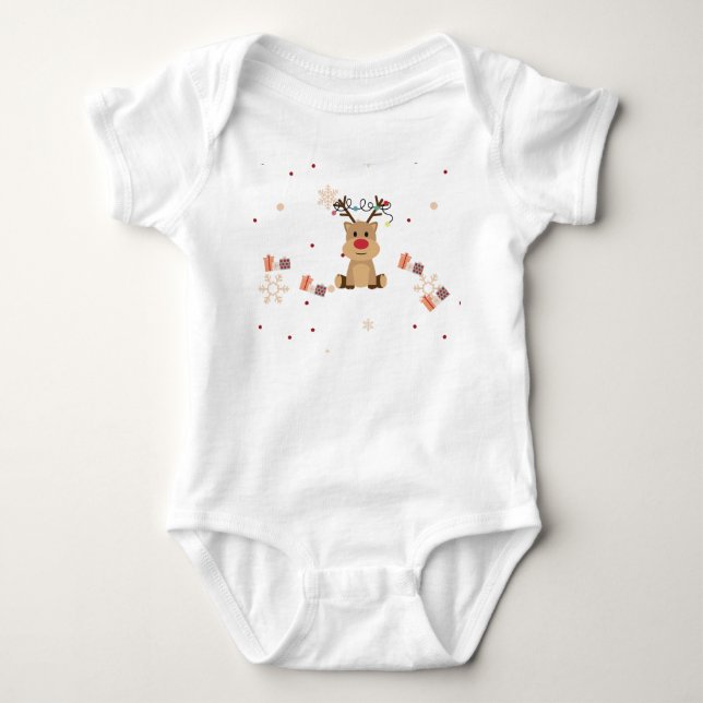 Body Para Bebé Traje de bebé reno de Navidad adorable  (Anverso)