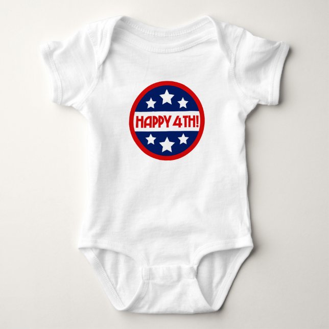 Body Para Bebé Traje de bebé unisex Cute Happy Fourth (Anverso)