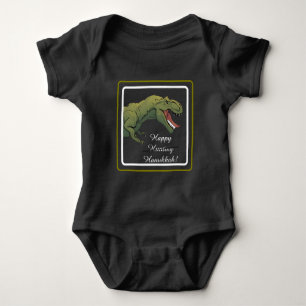 Body Para Bebé Traje de bebé unisex de Hanukkah con dinosaurio T-