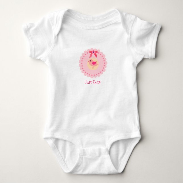 Body Para Bebé Traje De Bebés De Bebés De Pájaros Blanco Y Rosa (Anverso)