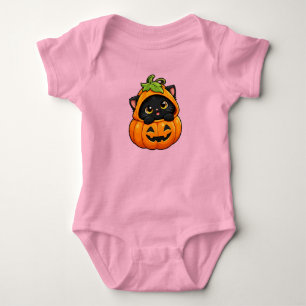 Body Para Bebé Traje de calabaza gatito lindo gato negro diseño d