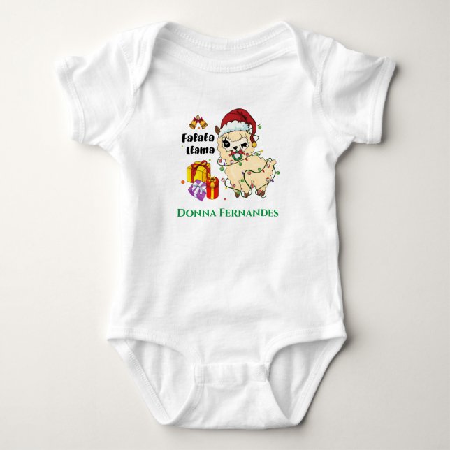 Body Para Bebé Traje de cuerpo de bebé llama de Navidad (Anverso)