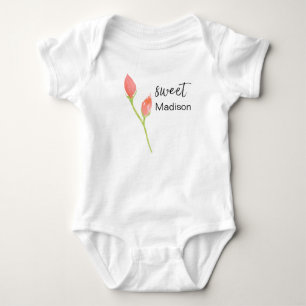 Body Para Bebé Traje de cuerpo de rosa en acuarela personalizada