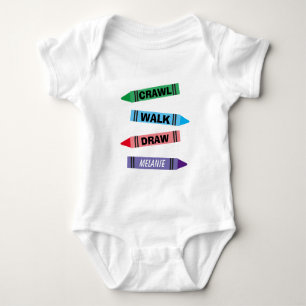 Body Para Bebé Traje de cuerpo entero Crawl Walk Draw crayones co