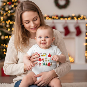 Body Para Bebé Traje de cuerpo entero minimalista de Navidad con