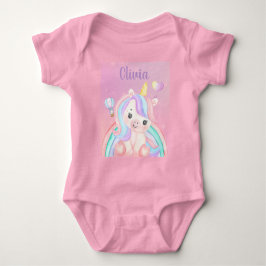 Body Para Bebé Traje de cumpleaños de Unicorn para chicas - Nombr