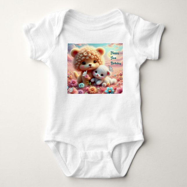 Body Para Bebé Traje de cumpleaños para osito de primer cumpleaño (Anverso)