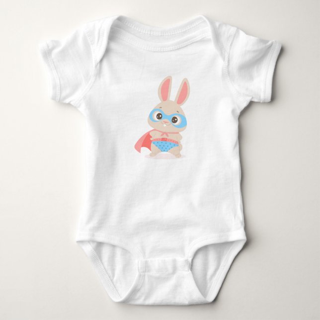 Body Para Bebé Traje de dormir de conejo superhéroe bebé (Anverso)