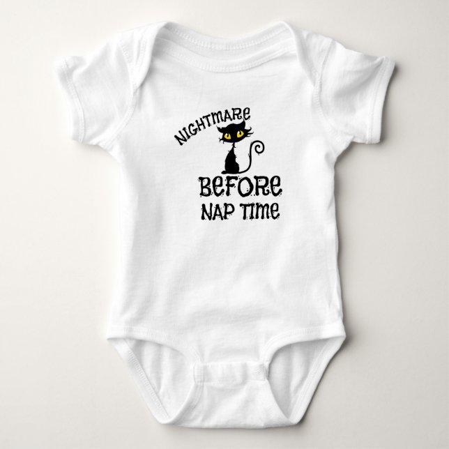 Body Para Bebé Traje de dormir para bebé gato negro de Halloween (Anverso)