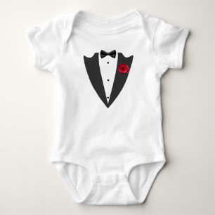 Body Para Bebé Traje de esmoquín y corbata de arco camiseta blanc