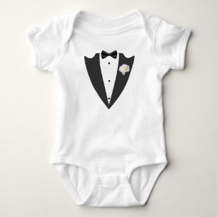 Body Para Bebé Traje de esmoquín y corbata de arco camiseta blanc