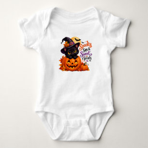 Body Para Bebé Traje de Halloween de gato negro espeluznante y ca