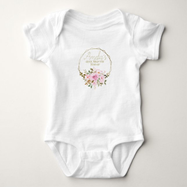 Body Para Bebé Traje de hitos florales para bebés (Anverso)