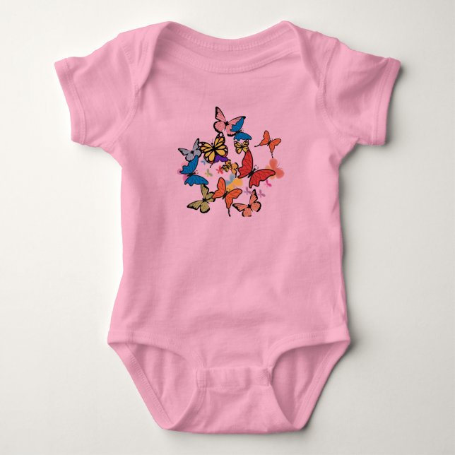 Body Para Bebé Traje de maleta de camiseta rosa (Anverso)