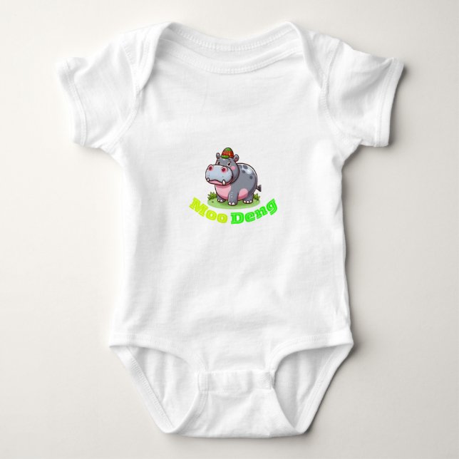 Body Para Bebé Traje de mallas Toddle con Moo Deng (Anverso)