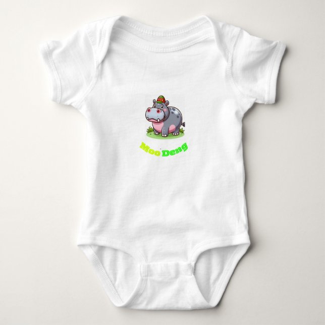 Body Para Bebé Traje de mallas Toddle con Moo Deng (Anverso)