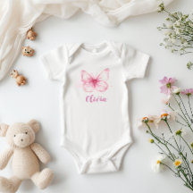 Traje de mariposa rosada para bebé personalizado