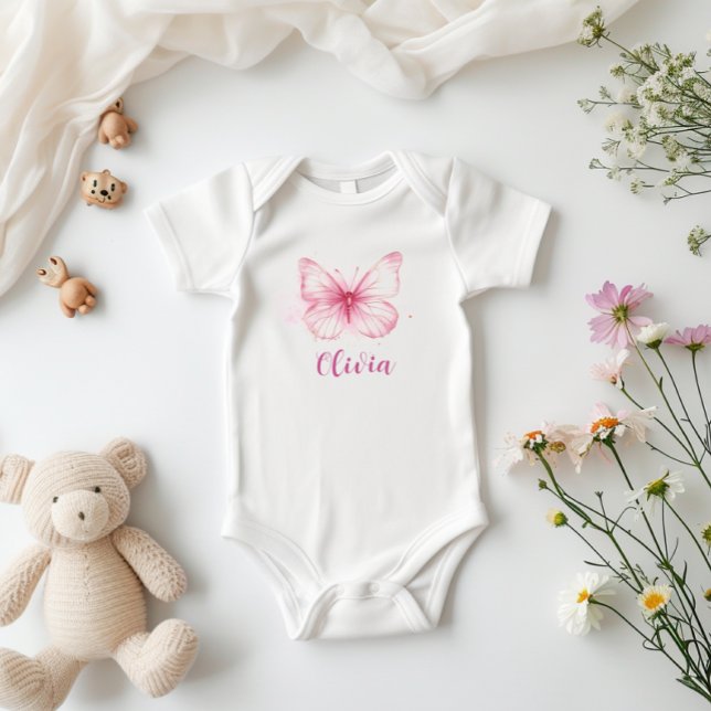Body Para Bebé Traje de mariposa rosada para bebé personalizado (Subido por el creador)