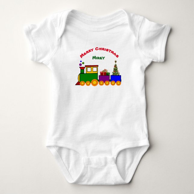 Body Para Bebé Traje de Navidad de tren para bebé (Anverso)