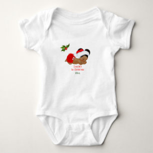 Body Para Bebé Traje de Navidad para bebé niña con sombrero rojo 