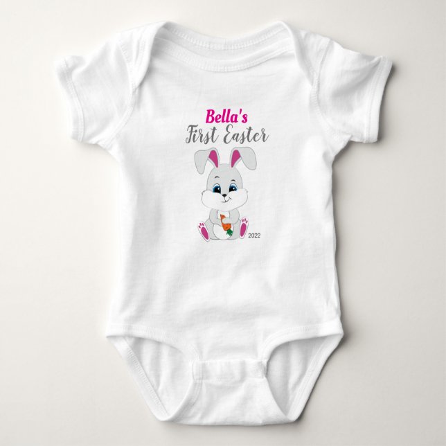 Body Para Bebé Traje de Pascua con conejito lindo para niña (Anverso)