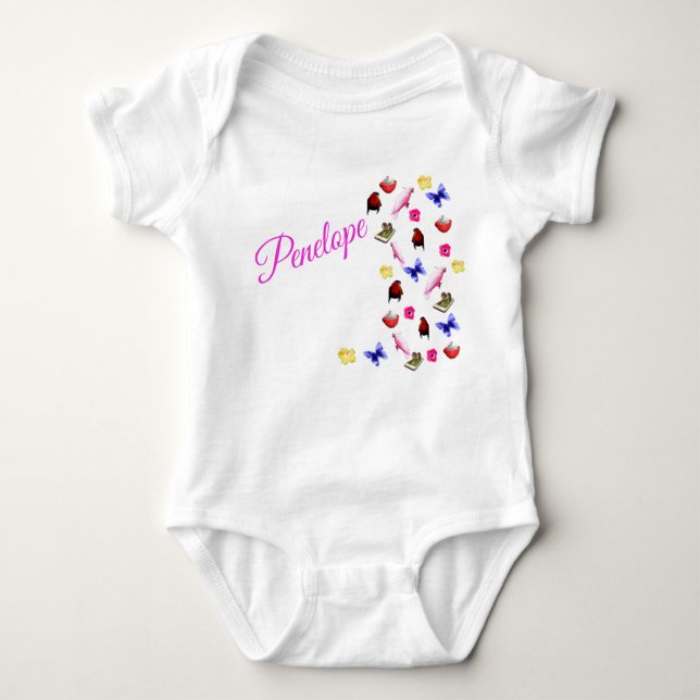 Body Para Bebé Traje de Penelope con conejitos, Bodysuit de bebé (Anverso)