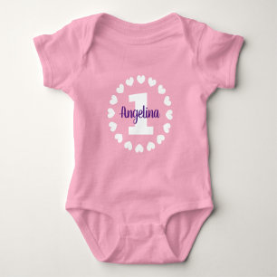 Body Para Bebé Traje de una pieza rosa personalizado con el nombr