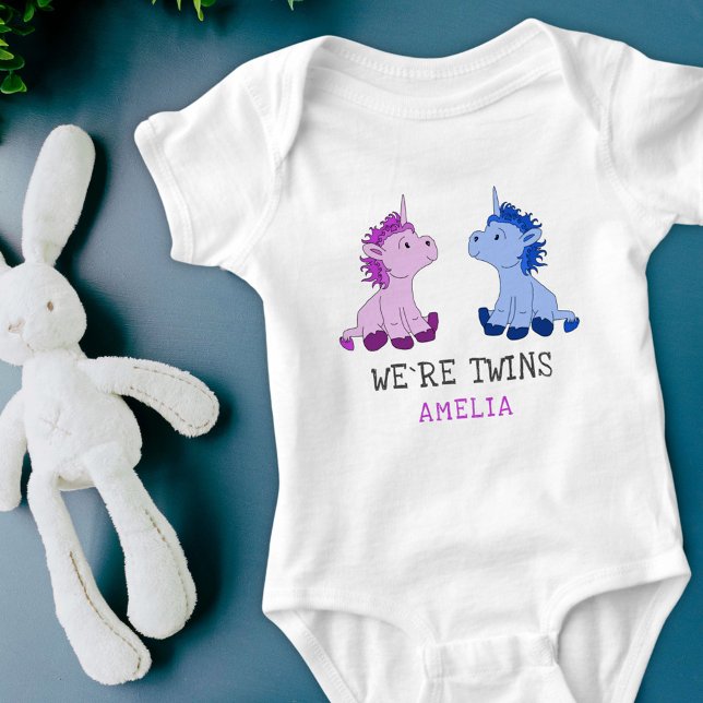 Body Para Bebé Traje de unicornio gemelo niño niña con nombre (Subido por el creador)