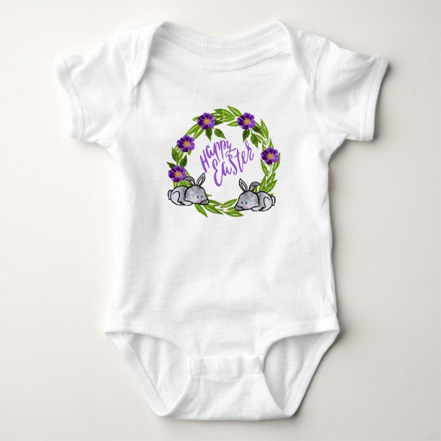 Body Para Bebé Traje entero de Pascua feliz (Anverso)