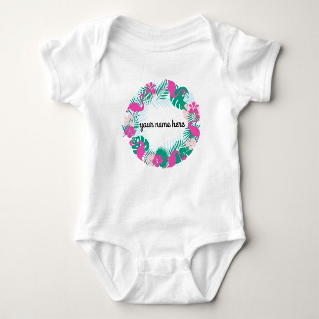 Body Para Bebé Traje Flamingo Baby Bodysuit Personalizado (Anverso)
