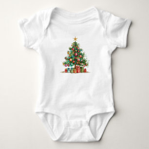 Body Para Bebé Traje Navideño Caprichoso de Árbol de Navidad con 