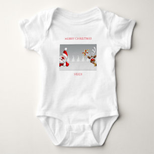 Body Para Bebé Traje para bebé de Santa & renos. Nombre personali