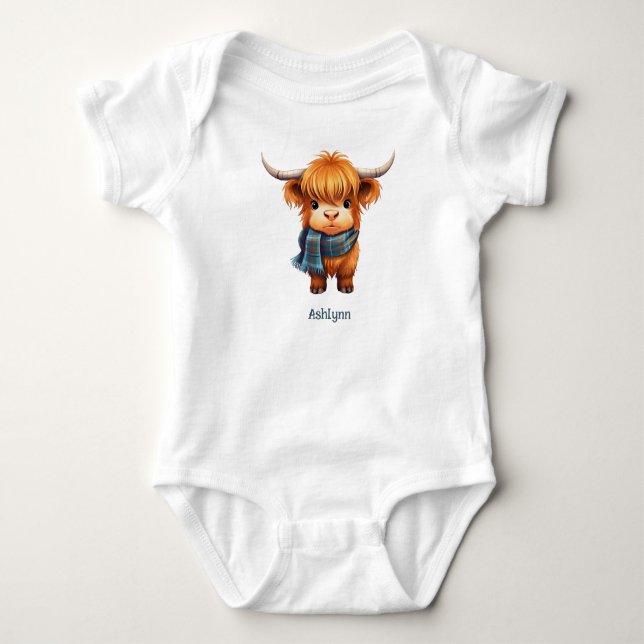 Body Para Bebé Traje para bebé y bodysuit Highland Cow Cute Fall (Anverso)