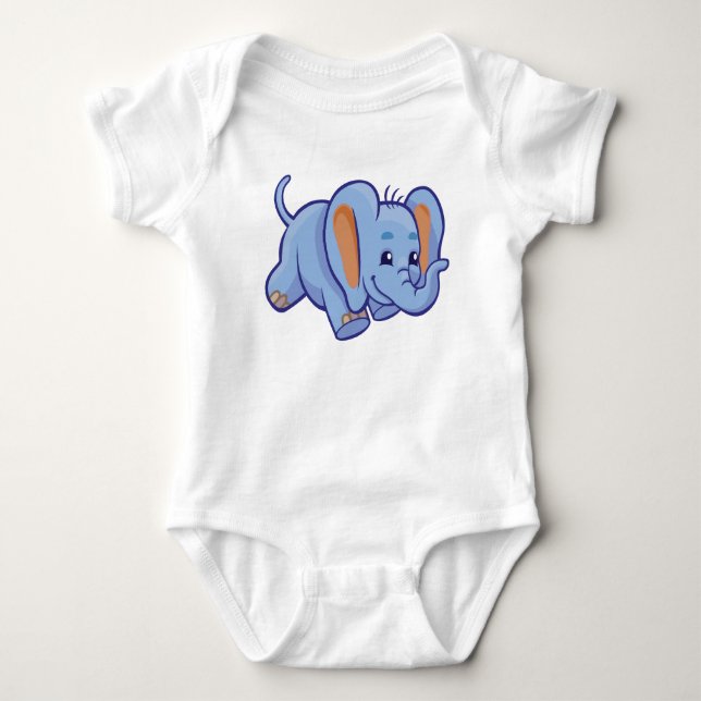 Body Para Bebé Traje para bebés con elefante azul feliz (Anverso)