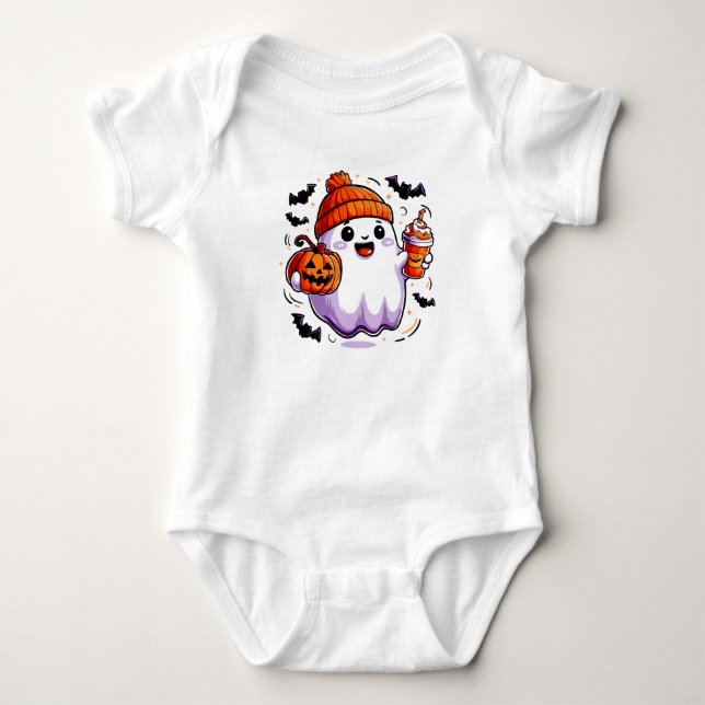 Body Para Bebé Traje para bebés fantasma de Halloween (Anverso)