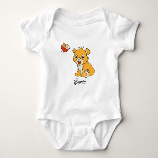Body Para Bebé Traje para bebés, pequeño león y ave (Anverso)