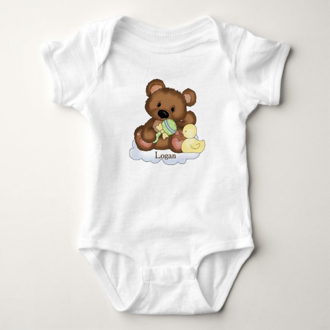 Body Para Bebé Traje para bebés personalizado Teddy Bear en una n (Anverso)