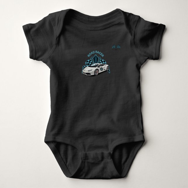Body Para Bebé Traje para el bebé de coches de carreras negro (Anverso)