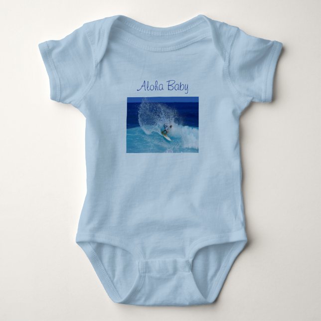Body Para Bebé Traje para el cuerpo azul del bebé Aloha (Anverso)