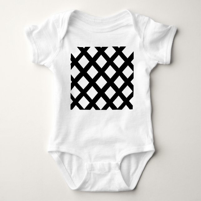 Body Para Bebé Traje para niños de lattice (crema y negro) (Anverso)
