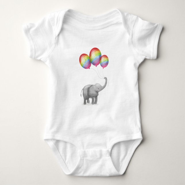 Body Para Bebé Traje personalizado de elefante lindo para bebés ( (Anverso)
