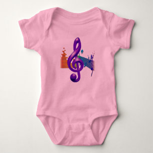 Body Para Bebé Treble Clef Purple Elegant Design