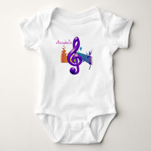 Body Para Bebé Treble Clef Purple Elegant Design - Personalizació