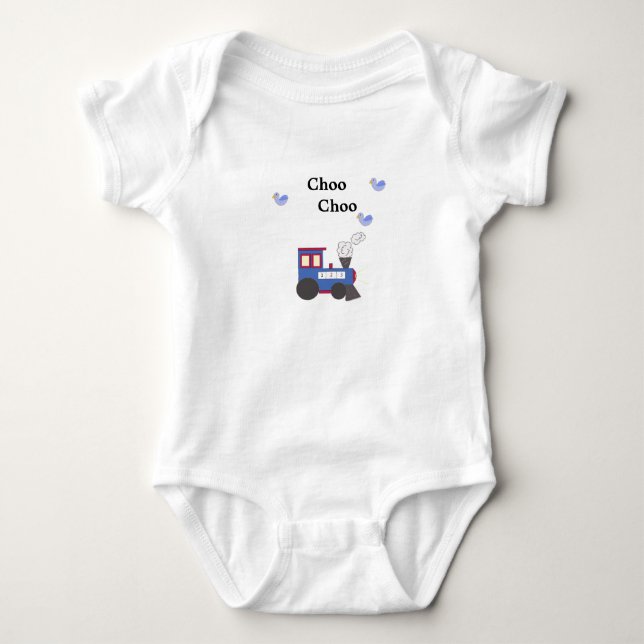 Body Para Bebé Tren Choo Choo con pájaros azules (Anverso)