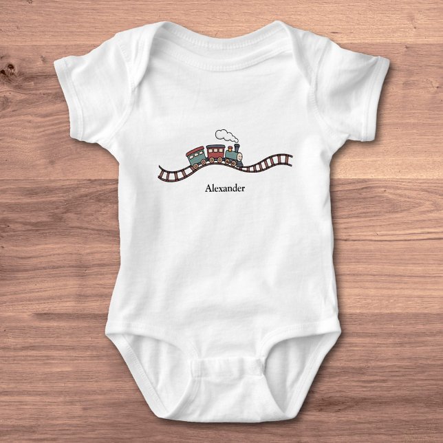 Body Para Bebé Tren de madera (Wooden Train Baby Bodysuit)