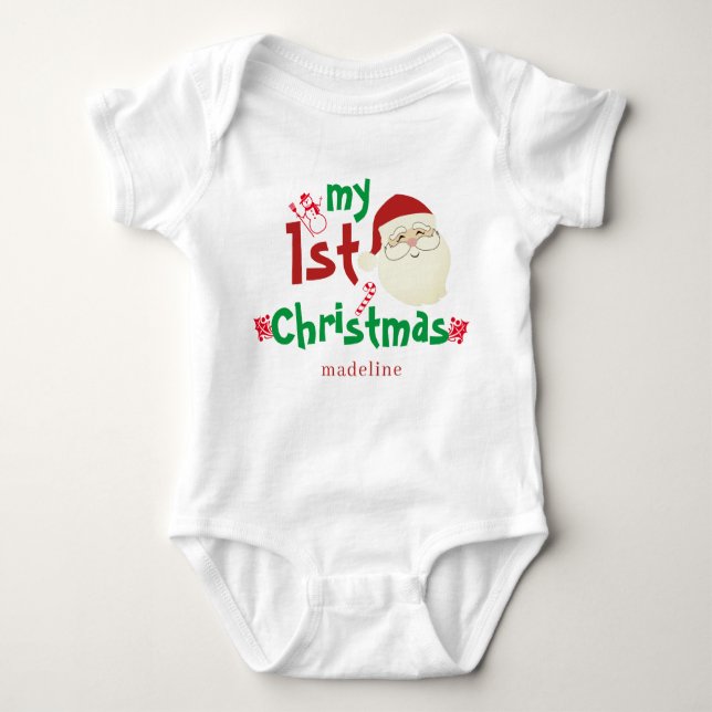Body Para Bebé Trendy Cute Santa Claus My First Christmas Newborn (Anverso)