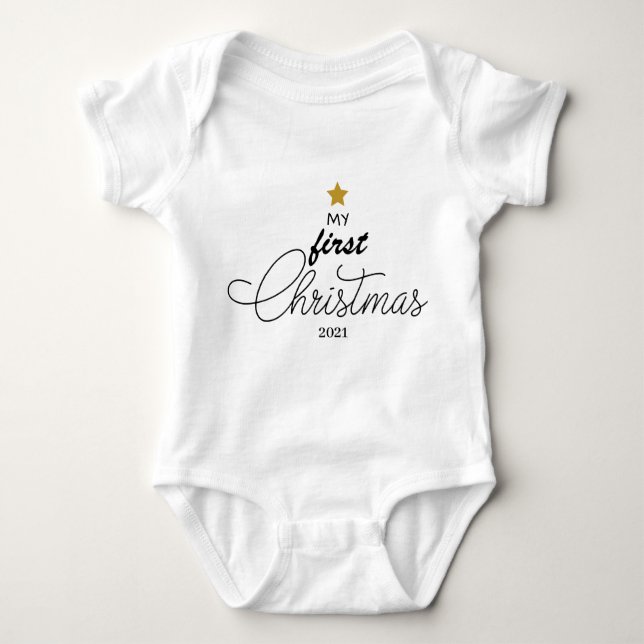 Body Para Bebé "Trendy my First Christmas Script Baby One Piece B (Anverso)