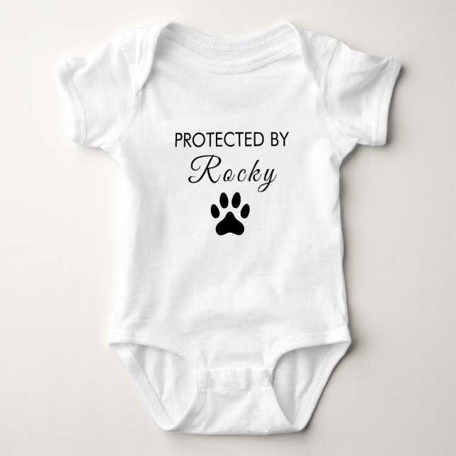 Body Para Bebé Trendy Protected By Dog Personalized  (Anverso)